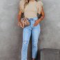 Apricot Dotty Mesh Ruffle Sleeve Ribbed Knit Top