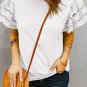 White Hollow Out Ruffle Sleeve T Shirt