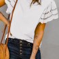 White Hollow Out Ruffle Sleeve T Shirt