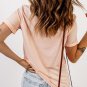 Pink Solid Color Crew Neck Tee