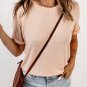Pink Solid Color Crew Neck Tee