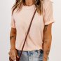 Pink Solid Color Crew Neck Tee