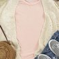 Pink Solid Color Crew Neck Tee