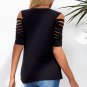 Black Fishnet Splicing Strappy Cutout Shoulder Sleeve Top