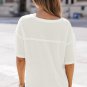 White Waffle Knit Drop Shoulder Loose Top