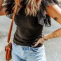 Black Dotty Mesh Ruffle Sleeve Ribbed Knit Top