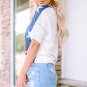 Multicolor Stripes Stars Print Knit Short Sleeves Top