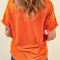 Orange Solid Color Crew Neck Tee