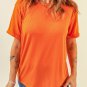 Orange Solid Color Crew Neck Tee
