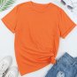 Orange Solid Color Crew Neck Tee
