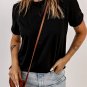 Black Solid Color Crew Neck Tee