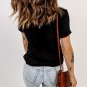 Black Solid Color Crew Neck Tee