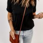 Black Solid Color Crew Neck Tee