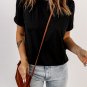 Black Solid Color Crew Neck Tee