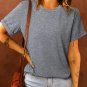 Gray Solid Color Crew Neck Tee