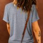 Gray Solid Color Crew Neck Tee