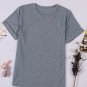 Gray Solid Color Crew Neck Tee