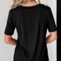 Black V Neck Pocketed Rounded Hem Tee