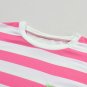 Pink Stripe Contrast Patch Pocket Drop Sleeve T Shirt