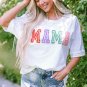 White MAMA Chenille Patched Crew Neck T Shirt