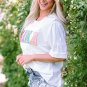 White MAMA Chenille Patched Crew Neck T Shirt