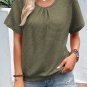 Moss Green Guipure Lace Patch Textured T Shirt