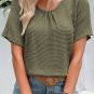 Moss Green Guipure Lace Patch Textured T Shirt