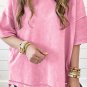 Strawberry Pink Mineral Wash Exposed Seam Drop Shoulder Oversized Tee