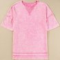 Strawberry Pink Mineral Wash Exposed Seam Drop Shoulder Oversized Tee