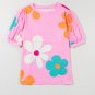 Pink Flower Print Bubble Sleeve Tee