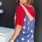 Fiery Red Stars and Stripes Print Drawstring Hooded T Shirt