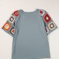 Medium Grey Floral Crochet Short Sleeve Top