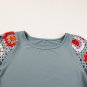 Medium Grey Floral Crochet Short Sleeve Top