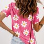 Pink Daisy Printed Crewneck T Shirt