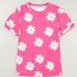 Pink Daisy Printed Crewneck T Shirt