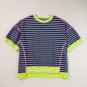 Green Stripe Oversized Contrast Trim Exposed Seam High Low T Shirt