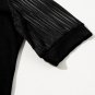 Black Striped Mesh Sleeve Crew Neck Ribbed T Shirt