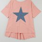 Apricot Pink Mineral Wash Studded Star Patch Graphic High Low Tee