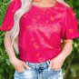Rose Leopard Printed Puff Sleeve Top