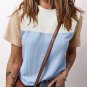 Light Blue Rib Textured Colorblock T Shirt