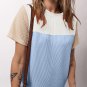 Light Blue Rib Textured Colorblock T Shirt