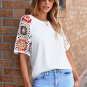 White Floral Crochet Short Sleeve Top