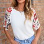 White Floral Crochet Short Sleeve Top