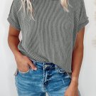 Medium Grey Textured Knit Exposed Stitching T Shirt