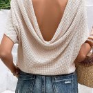 Apricot Draped Open Back Textured Tee