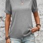 Light Grey Pleated Puff Sleeve Knit Tee