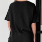 Black Solid Color Round Neck Basic Tunic T Shirt