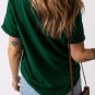 Green Solid Color Crew Neck Tee