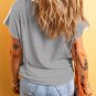 Gray Ribbed Color Block Patchwork T Shirt