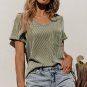 Laurel Green Twist Short Sleeve Corded V Neck Top